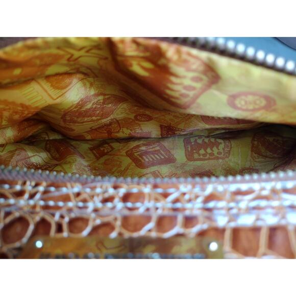 Samantha Brown Croco-Embossed Dowel Travel Bag Tote Work Weekender CARAMEL BEIGE - Picture 13 of 16